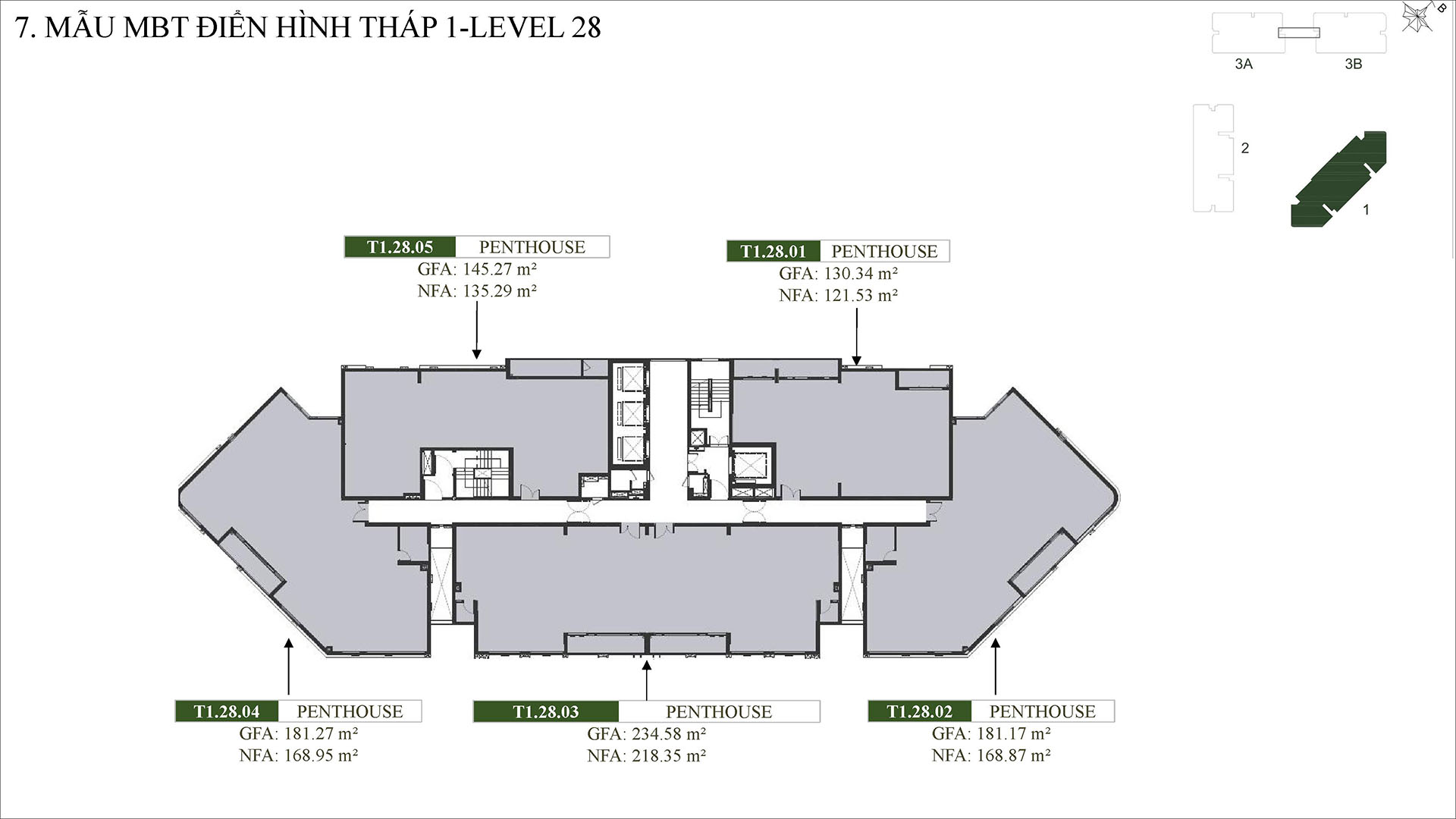 Mặt bằng dự án green skyline tầng 28 penthouse tháp 1