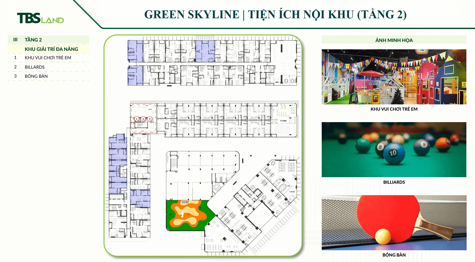 Mặt bằng tiện ích green skyline tầng 2