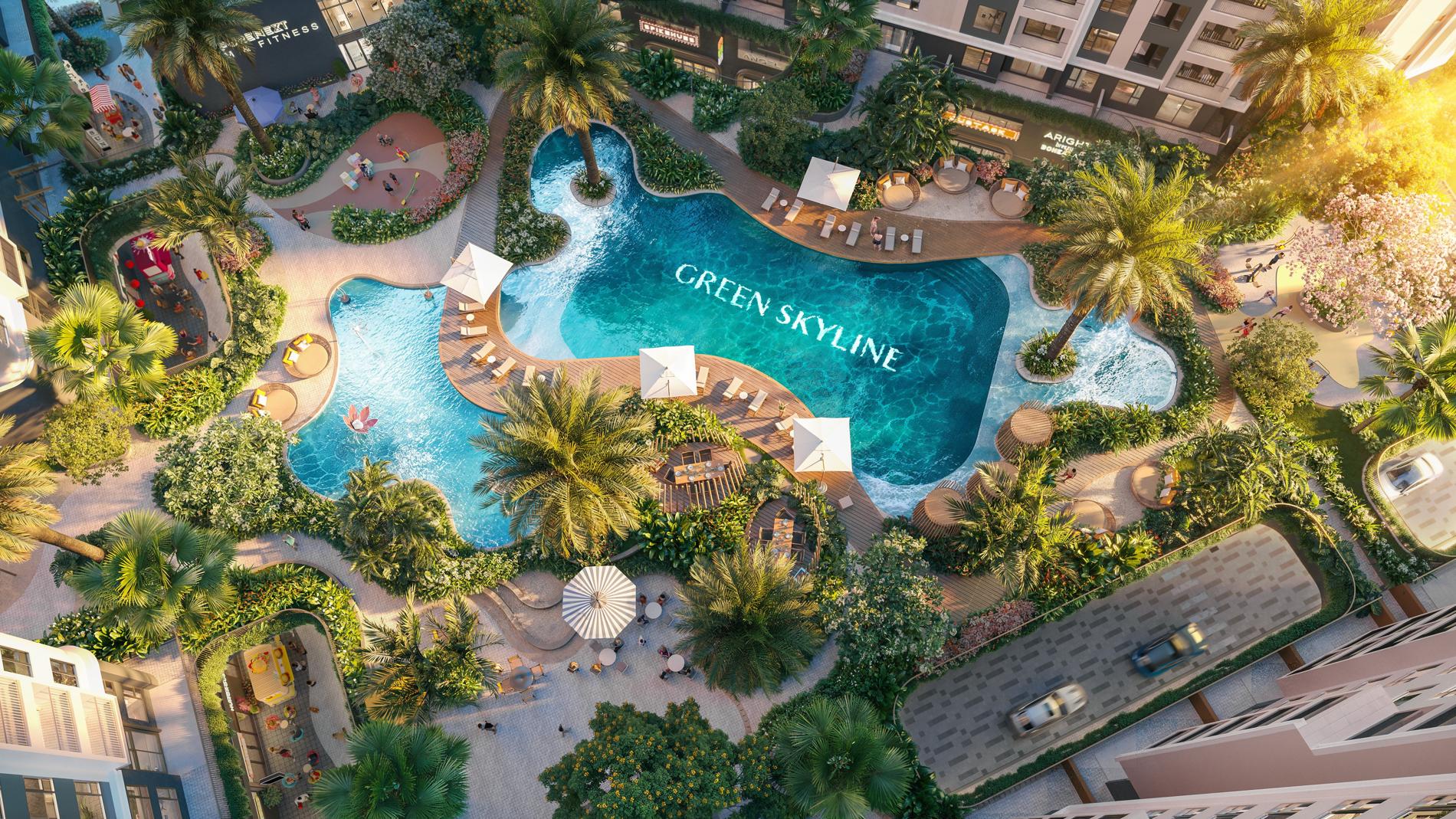 tiện ích hồ bơi xanh tại green skyline