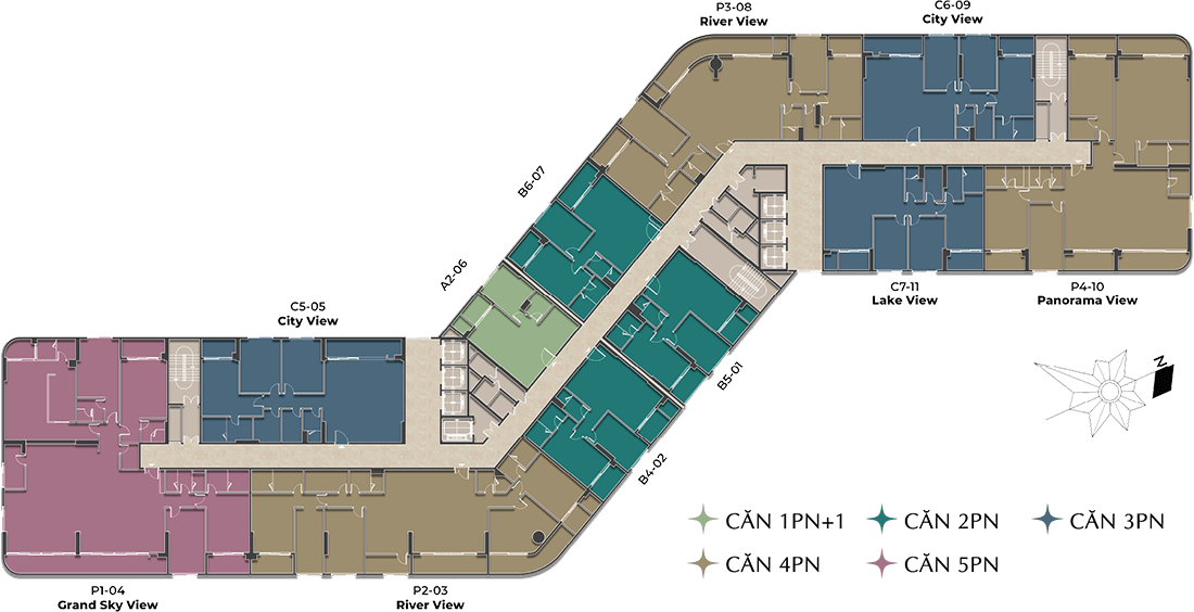 Sơ đồ mặt bằng các loại căn hộ tại Diamond Sky