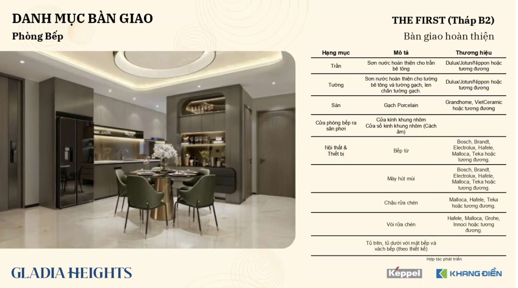 Danh mục bàn giao dự án Gladia Heights